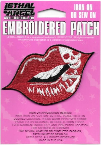 Lethal Angel Ruby Skull Lips Biker Patch | Patches