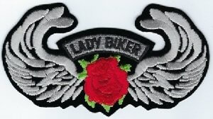 Lady Biker With Rose & Wings | Patches