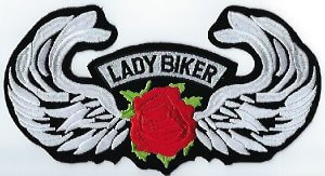 Lady Biker With Rose & Wings | Patches